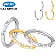 

G23 Titanium Piercing Earrings Helix Hoop Square Zircon Nose Septum Cartilage Tragus Segment Ear Clips Body Perforated Jewelry