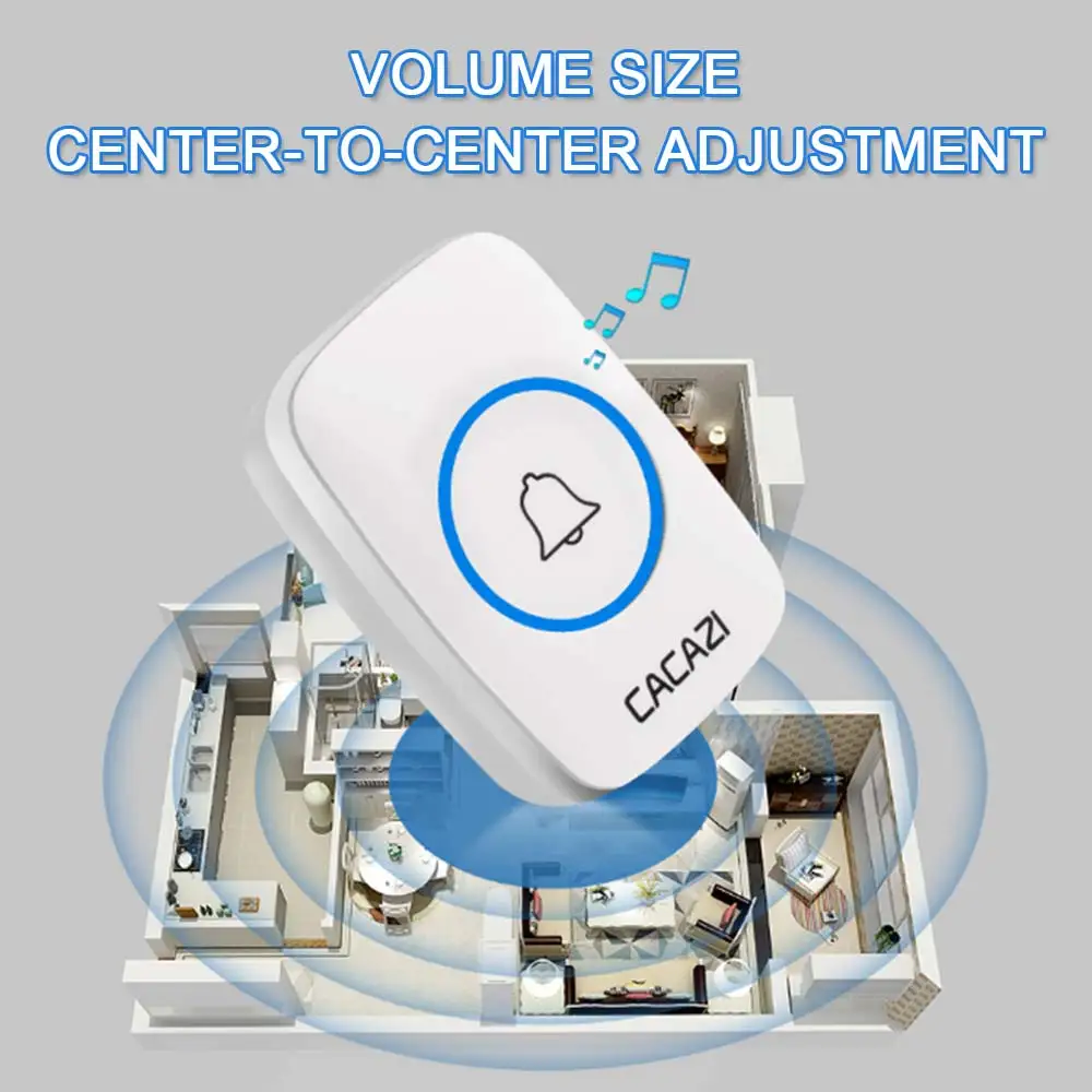 

Hot Smart Safety Home Security Alarm Jingle Bell Back Door Remote Control Receivers WIFI 2 Button 38 Songs Doorbell Waterproof