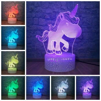

Drop Shipping Lampara Cartoon Unicorn Night Lights LED Table Desk Lamp USB Touch Battery Powered For Kids Children's Bedroom Decoration Baby Birthday Christmas Gifts