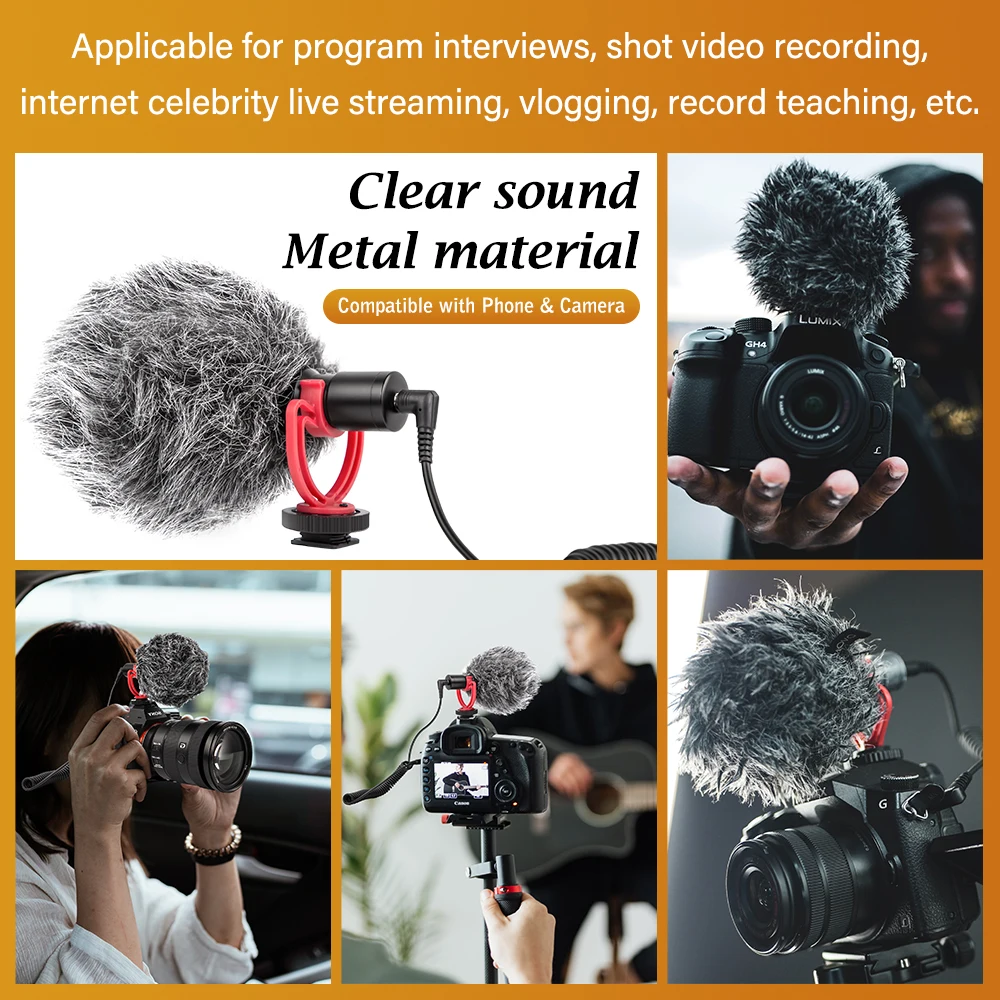 lavalier microphone 3.5mm Plug Camera Microphone Condenser Recording Microfone Ultra-wide Audio Studio MIC For Canon Sony Nikon DSLR DV Vlog podcast microphone