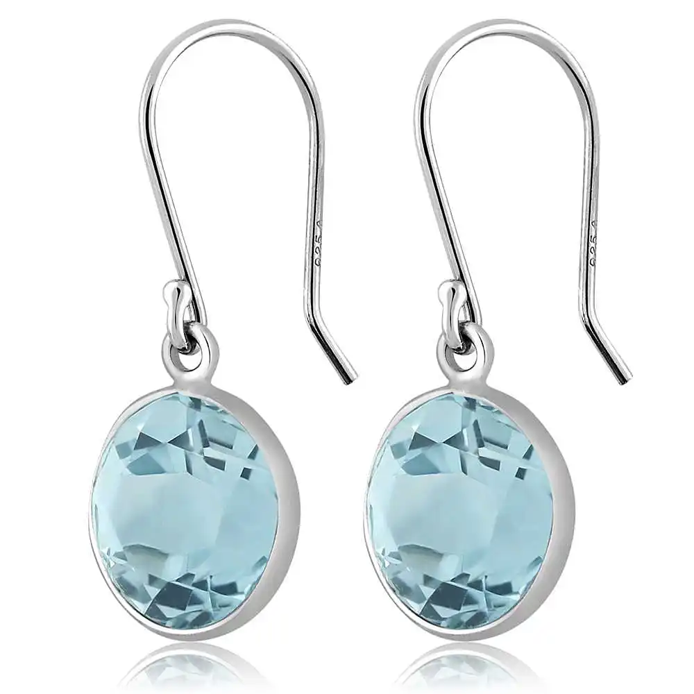 6.50 СТ природный голубой топаз 9 мм круглый 925 мотаться серьги|earrings for|earrings for