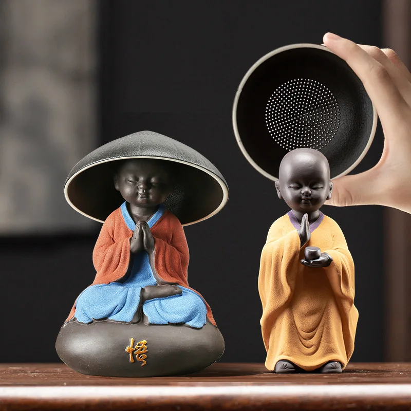 Ceramic Creative Little Monk Tea Strainer Tea Leaking Strainer Household Kung Fu Set Accessories Ceremony Decoration tea infuser tea strainer tea filter