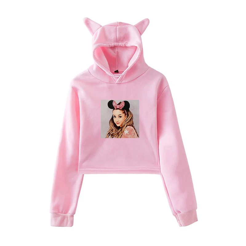 Ariana Grande/укороченные толстовки Харадзюку; женская розовая одежда; пуловер; толстовки для девочек-подростков; уличная одежда для девушек - Цвет: 902-3