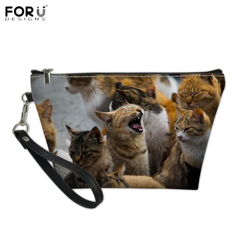 FORUDESIGNS/Профессиональный Чехол для макияжа с изображением кошки для селфи, забавная косметичка для путешествий, Модный женский клатч, косметичка на молнии - Цвет: HMD163Z8