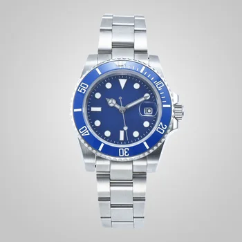 

40 mm Blue sterile luminous dial sapphire glass for watch ceramic bezel date Automatic movement men's watch