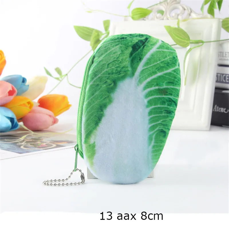 Funny 3D Vegetables Plush Purse Lifelike Carrot Bamboo Shoots Cabbage Streaky Pork Bitter Gourd Kids Hand Pocket Coin Bag Purse (9)