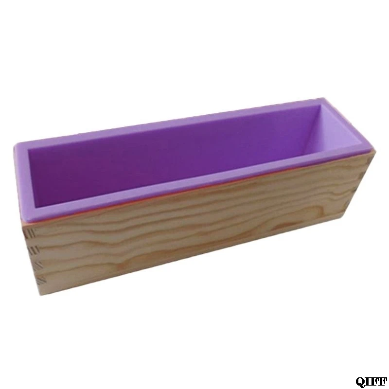 like pic Гибкая прямоугольное мыло силиконовая форма с деревянной коробкой DIY инструмент для мыла 72XF - Цвет: like pic