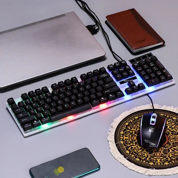 

Multicolor Rainbow Colorful LED Fashion Backlit Wired Keyboard Mouse Game Keyboard Gamer Mouse Keyboard Home Office Laptop