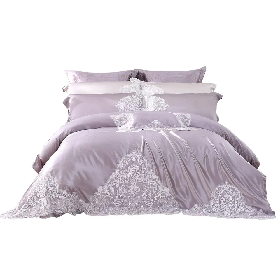 Luxury Real silk fabrics bedding set king duvet cover and pillow cases，постельное белье евро | Дом и сад