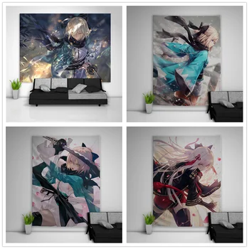 

Fate Grand Order Sakura Saber Okita Souji Tapestry Art Wall Hanging Sofa Table Bed Cover Home Decor Dorm Gift