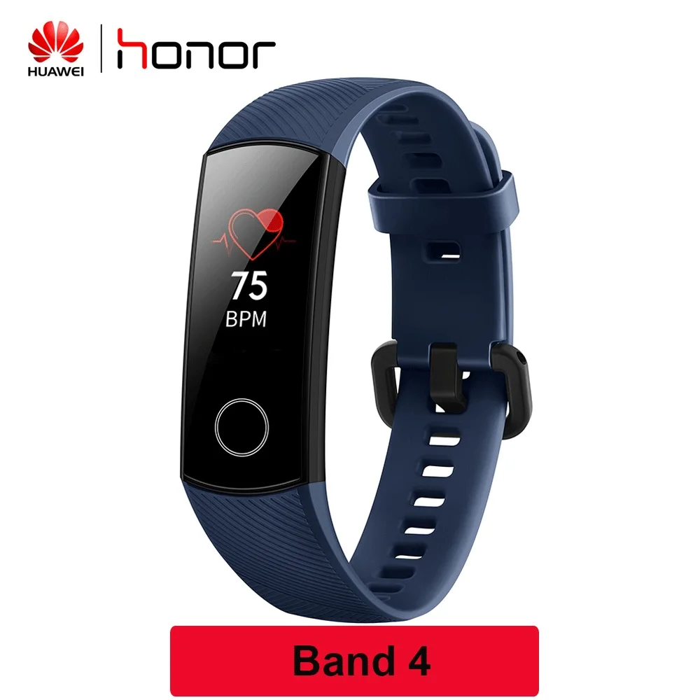Huawei Honor Band 4 Band 5 умный Браслет Globle Версия 50m водонепроницаемый фитнес-трекер монитор сердечного ритма во время сна Smart Wirstband - Цвет: blue band4