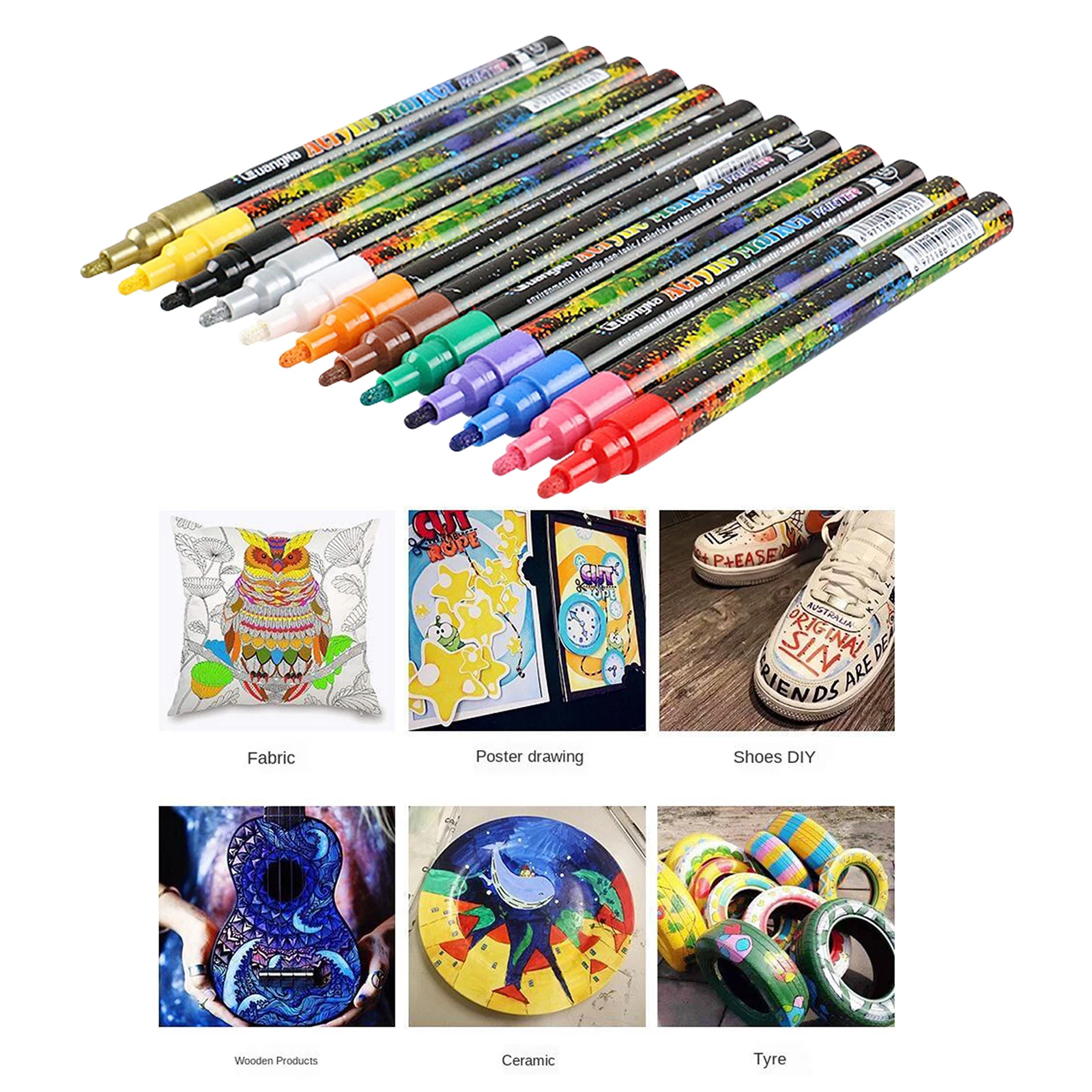 2mm Fine Tip Paint Pens, Set of 12 , Home DIY Painting, Scratchbook Coloring, Greeting Card Making Art Markers