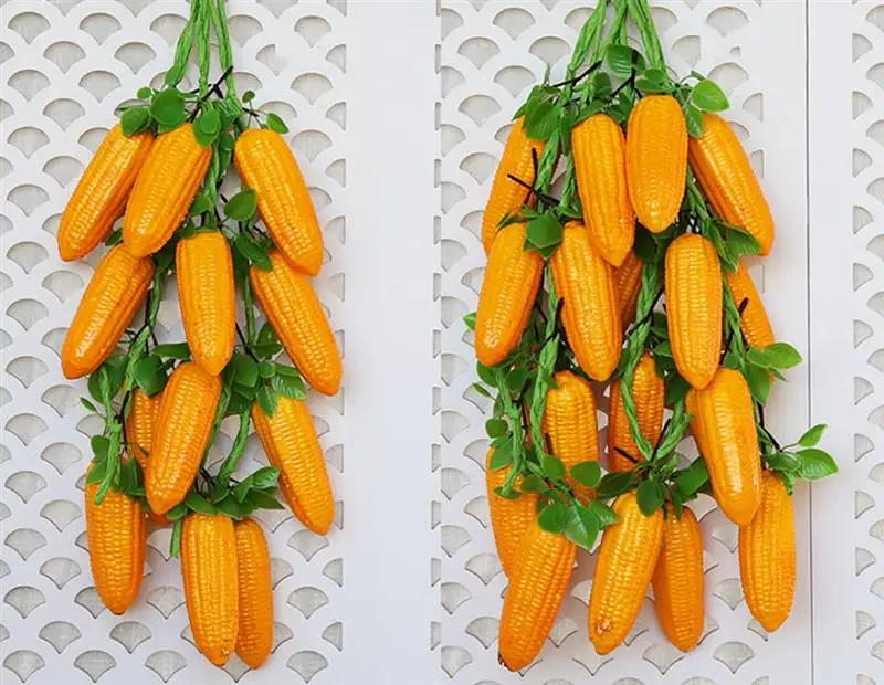 1 String Artificial Vegetable Lifelike Corn Fake Simulated Vegetable Photo Prop Home Hanging Decoration Food Model Food Photography Props Vegetable Ornaments