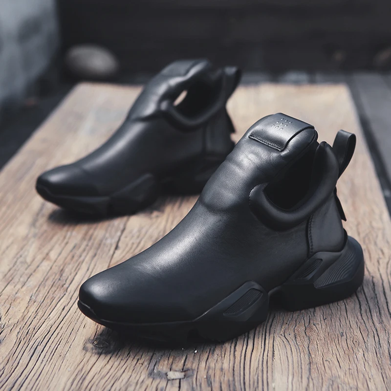 IEFB Men's Shoes Autumn Leather Sports Heightening Personality Thick Slip-On Bottom Tide men leather shoes