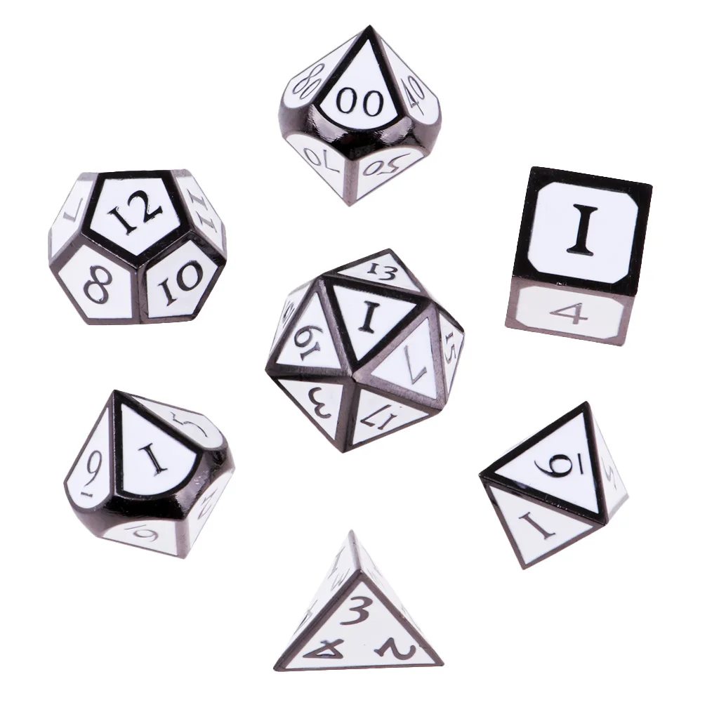 New 7-sided D \u0026 D Dice D4 D6 D8 D10 D12 D20 Board Game White