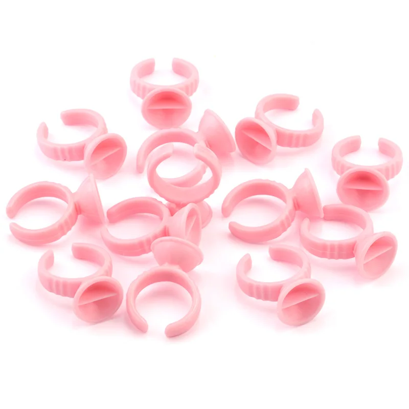 100pcs Disposable Glue Rings Plastic Permanent Makeup Pigment Holder Pallet For Tattoo Eyelash Extension Glue Divider Container