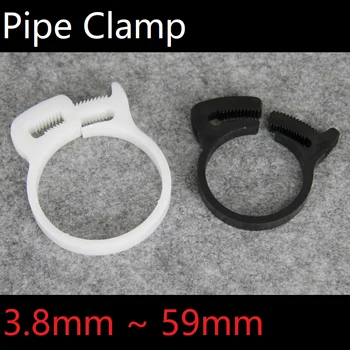 

5pcs Hose Clamp 3.8~59mm Plastic Line Water Pipe Strong Clip Spring Hoops Fuel Air Tube Fitting Fastener Fixed Tool White Black