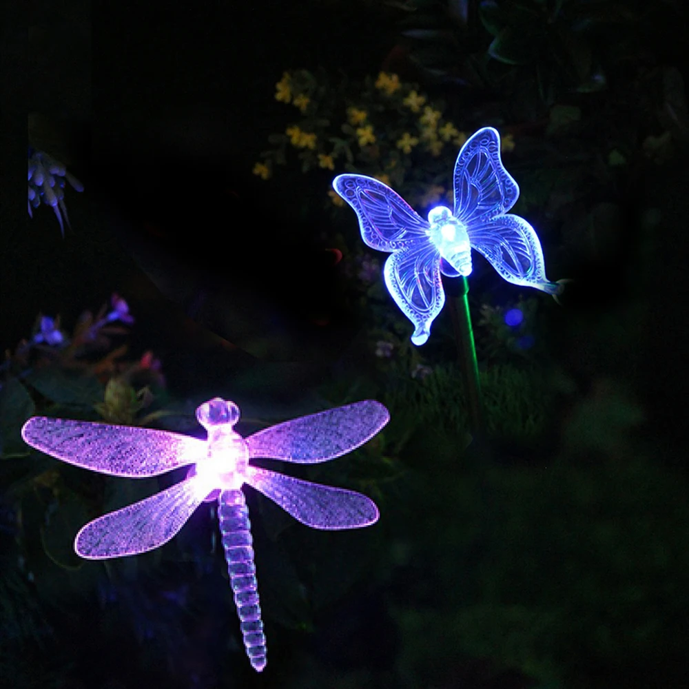 

Hot New 2 Pack LED Solar Garden Stake Light Multi Color-Changing Garden Decor Figurines Lights LED Lights Glow In The Dark