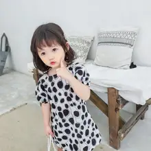 Новое Стильное платье в горошек для девочек, модные летние хлопковые платья для девочек 1-6 лет