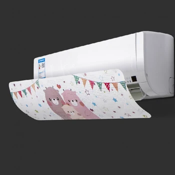 

Easy Install Supplies Suspension Design Air Conditioner Cover Wind Shield Air Deflector Cartoon Printed Durable Outlet Home Use