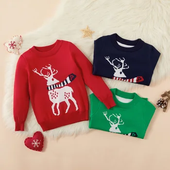 

PatPat 2020 New Winter Baby / Toddler Christmas Elk Print Long-sleeve Sweater for Kids Boy and Girl Sweaters Pullovers