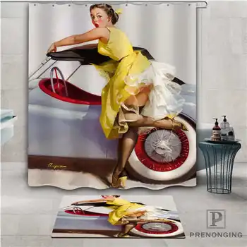 

Custom pin-up (2) Waterproof Shower Curtain Doormat Home Bath Bathroom Polyester Fabric Multi Sizes#2019-01-12-268