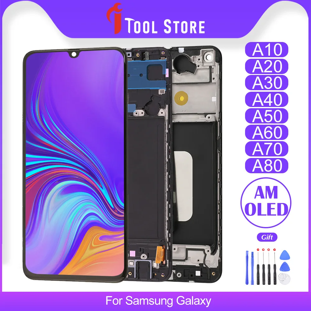 OEM для Samsung Galaxy A10 A30 A40 A50 A60 A10E A20E A90 A10s A20s A30s OLED LCD сенсорный экран дисплей с рамкой в
