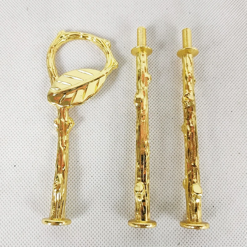 (10 pcs) 2tiers Leaf style gold silver color cake stand handle