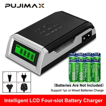 

PUJIMAX LCD-002 LCD Display With 4 Slots Smart Intelligent Battery Charger For AA/AAA NiCd NiMh Rechargeable Batteries