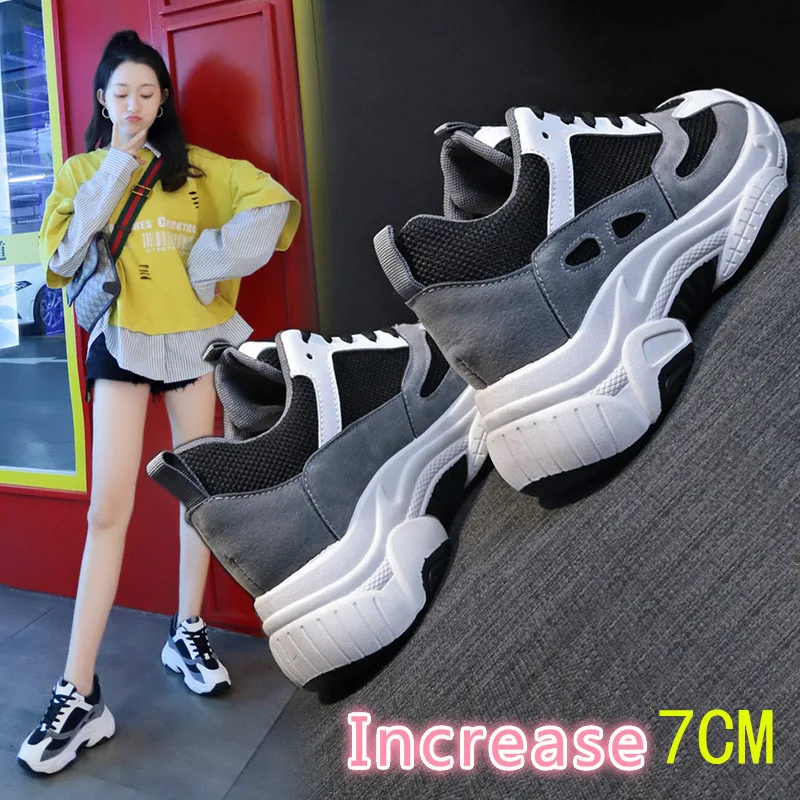 Increase In The 7cm 2019 Autumn Student Sneakers Female Sports Shoes Women Designer Reflective Fashion Luxury |