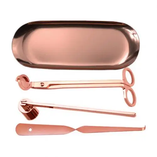 Rose Gold 4pcs 4 шт. нержавеющая сталь свеча Snuffer триммер крюк фитиль ковш ножницы, кусачки - Цвет: Rose Gold 4pcs