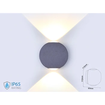 

V-TAC LD8305N LED wall sconce lamp spherical ball 6W 4000K carcass gray double beam IP65 SKU-8306