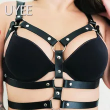 UYEE, женское сексуальное белье, женский бюстгальтер, подтяжки, пояс, нижнее белье, кожа, для тела, связывание, грудь, клетка, грудь, жгут, чулки