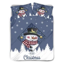 Parure de lit imprimée bonhomme de neige, ensemble de literie Design de marque, housse de couette et taie d'oreiller, dessin animé pour enfants, drap de couette, décor d'hiver, nouvel an