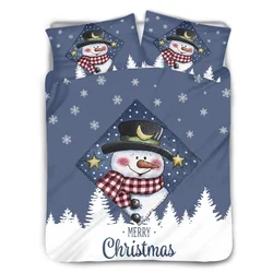 Brand Design Christmas Bedding Set Cute Snowman Print Duvet Cover and Pillowcase Kids Cartoon Quilt Sheet Winter New Year Decor
