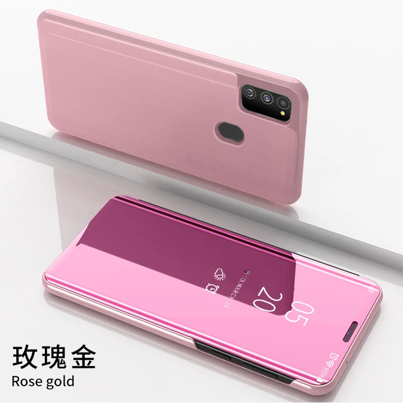 Rose gold Для samsung galaxy M30S телефон роскошное покрытие для чехла Смарт зеркало Флип Стенд полная защита чехол для samsung M30S - Цвет: Rose gold