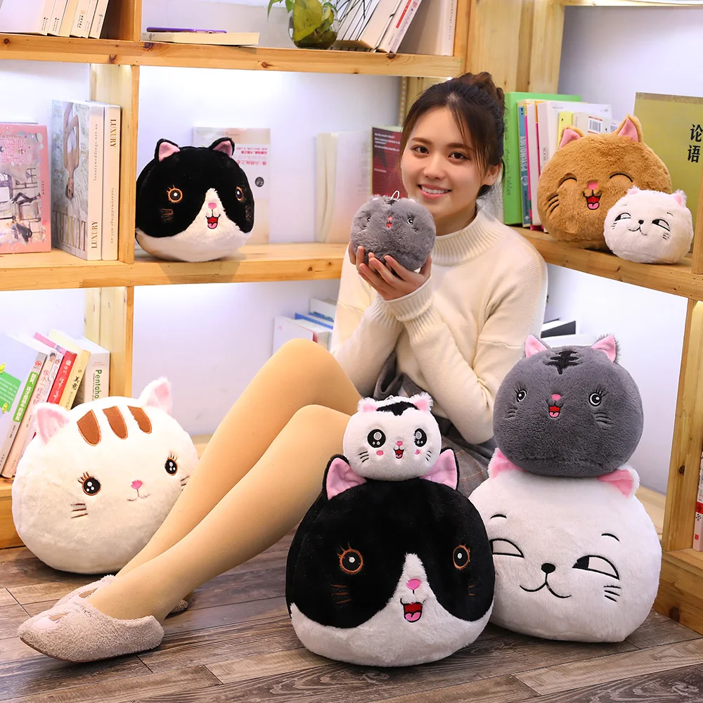 15-35 см милый боб клецки кошка мягкая игрушка животное подушка цветок Серая