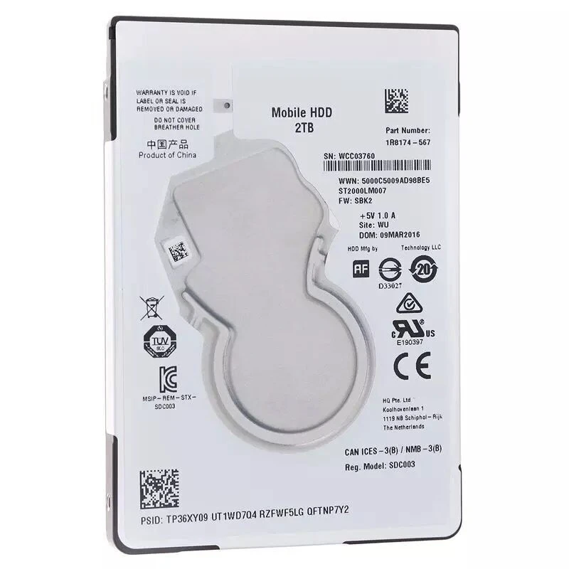 New Original HDD For Seagate BarraCuda 2TB 2.5" SATA 6 Gb/s 128MB 5400RPM For Internal Hard Disk Laptop HDD ST2000LM007
