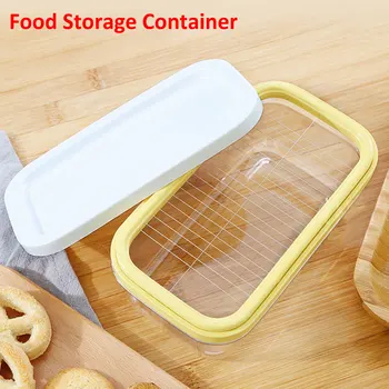 

2-in-1 Butter Boxes Cheese Cutting Kitchen StorageTransparent Food Storage Containers Preservation Box for Butter Fruit Foods