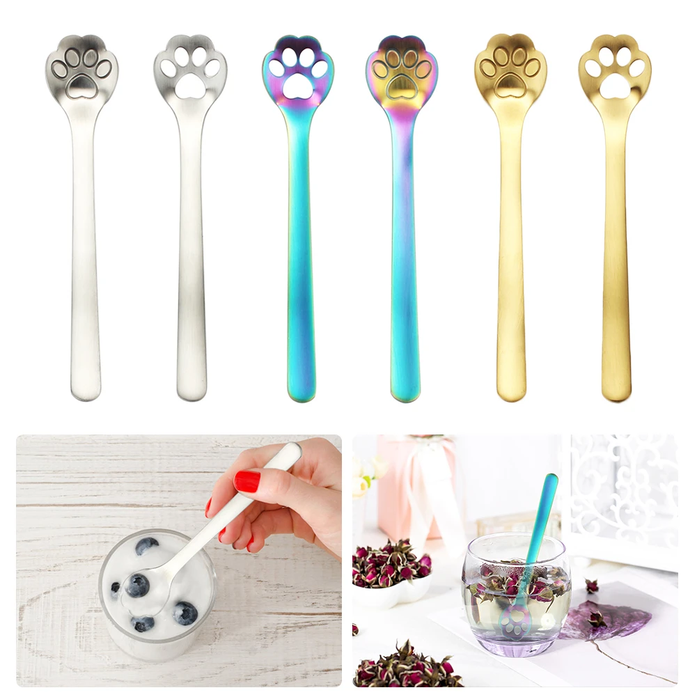 

1pcs Stainless Steel Mini Cat Claw Spoons for Coffee Tea Dessert Drink Mixing Milkshake Spoon Tableware Set Kitchen Supplies B4