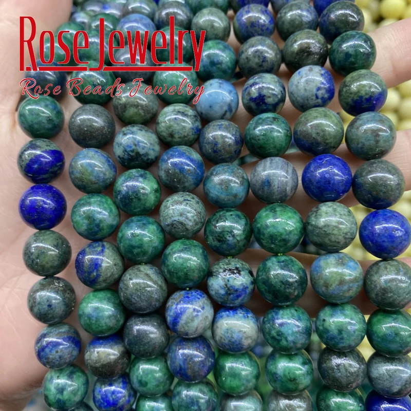Cuentas De Malaquita Azul Natural De 6mm - Hilo De 38cm Para Hacer Joyas, Abalorios Y Pulseras DIY