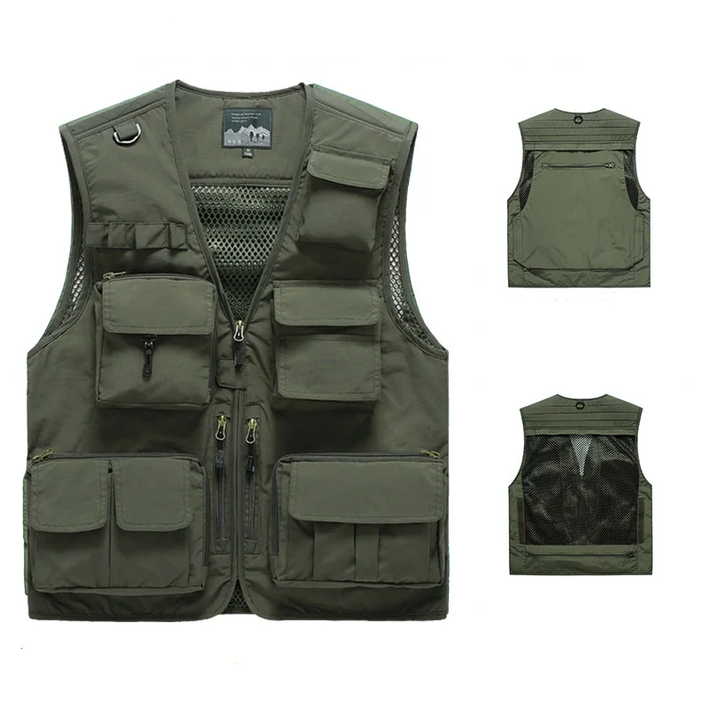 

Tactical Vest Men Photographer Travel Sleeveless Jacket Summer Casual Multi-Pocket Waistcoat Quicking Dry Fishing Vest 6XL 7XL