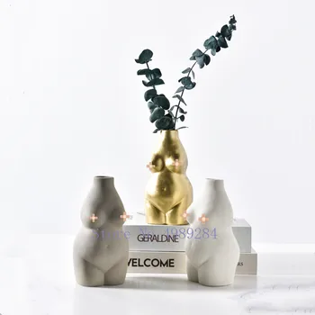

Creativity Vase Resin Human Body Nude Woman Flower Arrangement Desktop Decoration Living Room Flower Vase Decoration Accessories
