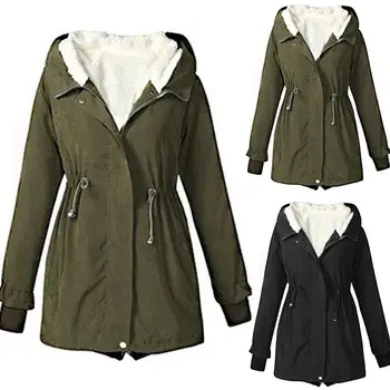 

Winter Coat Women Down Jacket Hooded Black Army Green Colors Warm Female Coat Outwear Long Sleeve Parker Coat chaqueta mujer