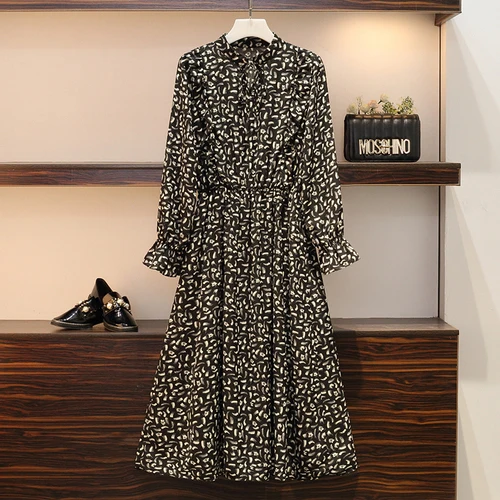 Женское шифоновое платье с цветочным принтом длинное рукавами фонариками