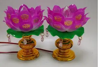 

A pair of high quality Golden Lotus lanterns for Buddha Changming lantern Candlestick worship lamp plug-in Table Supplies for