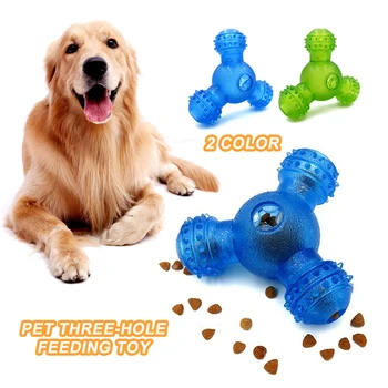 

THREE-HOLE Pet Dog Toy Interactive Food Dispenser Feeder IQ Puzzle Treat Ball 3