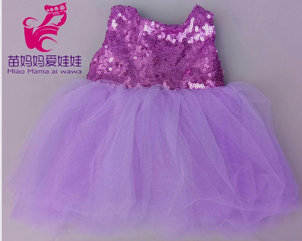 Детское платье для куклы, подходит для 17 дюймов, Одежда для новорожденных, 18 дюймов, американская кукла, фиолетовое платье для ребенка, подарок - Цвет: A15