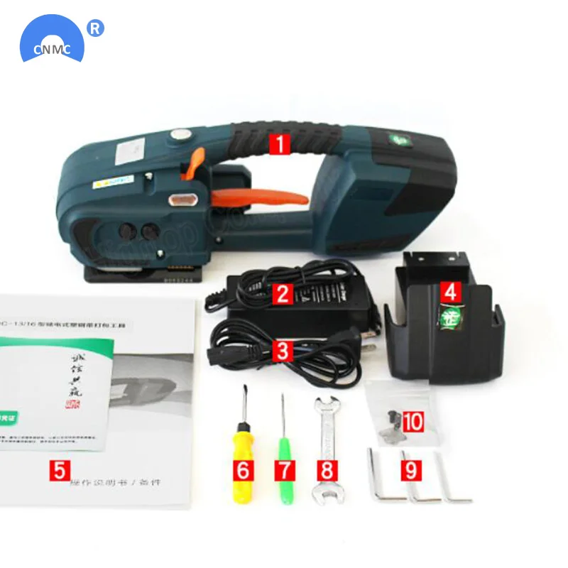 JDC 13 мм-16 мм PET PP пластиковые обвязочные станки Питание от батареи 4.0A/12 В батарея ремень машина с 2 батареями