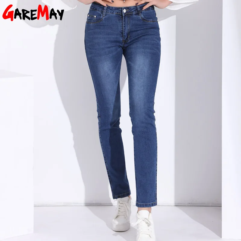 Garemay брюки женские обтягивающие джинсы Весна прямой джинсы с высокой талией женские джинсы плюс размер джинсовая одежда хлопковые брюки джинсы 907